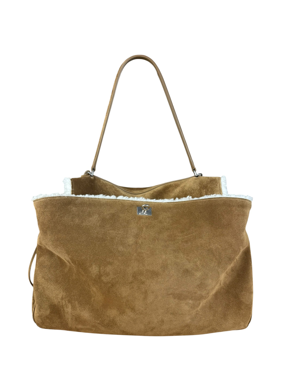 Balenciaga Rodeo Handbag Suede/Fleece Brown