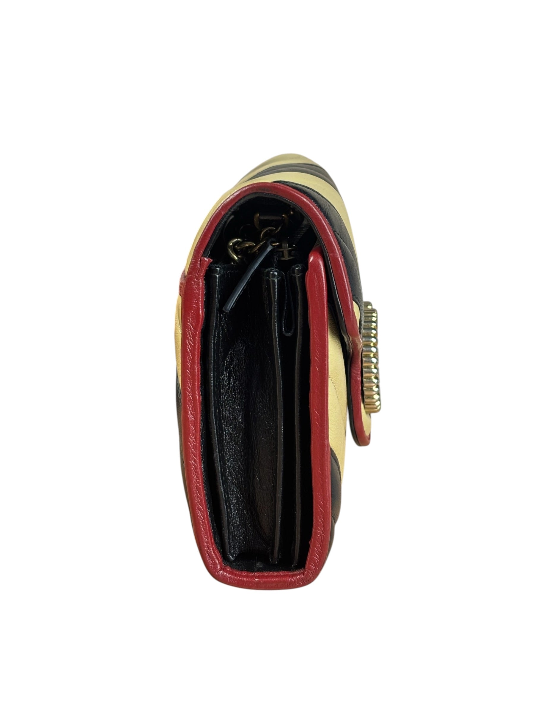 Gucci Stripped Multicolor Marmont Wallet on Chain