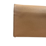 Gucci Light Caramel Pebbled Leather Wallet On Chain