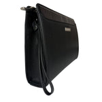 Burberry Black Leather Zip Clutch Pouch