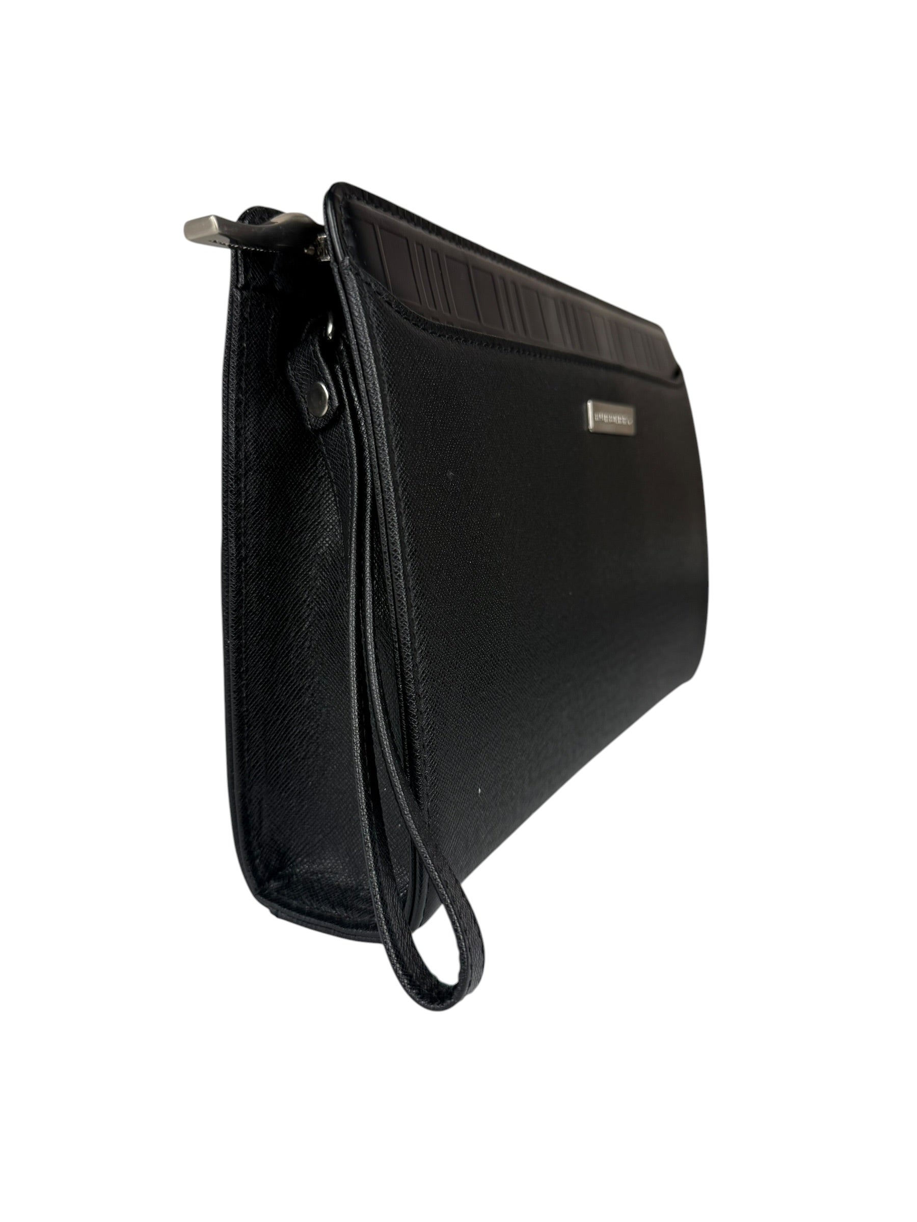 Burberry Black Leather Zip Clutch Pouch
