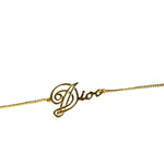 Christian Dior Cursive Logo Gold Tone Bracelet