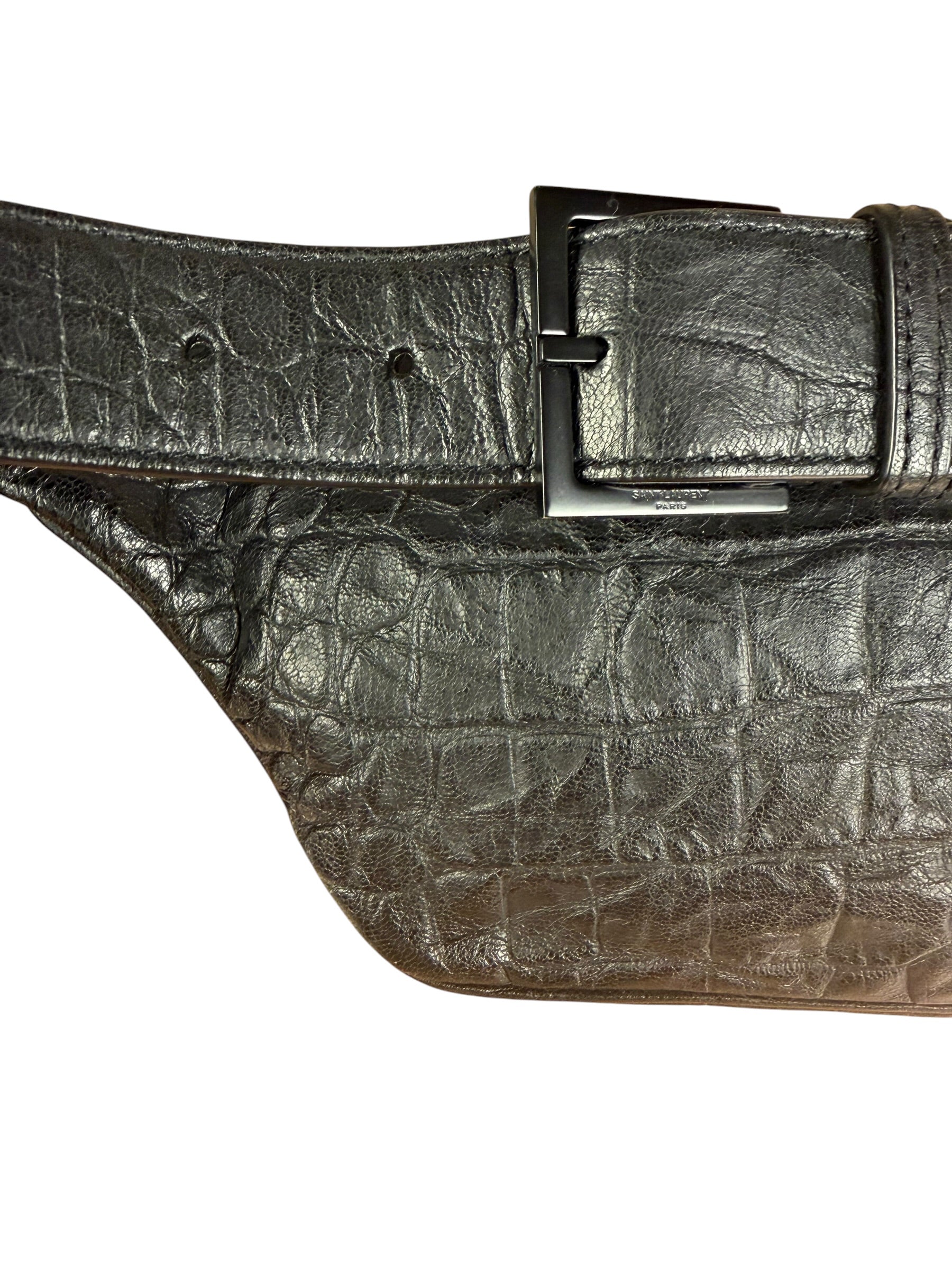 Saint Laurent Crocodile Embossed Marsupio Belt Bag