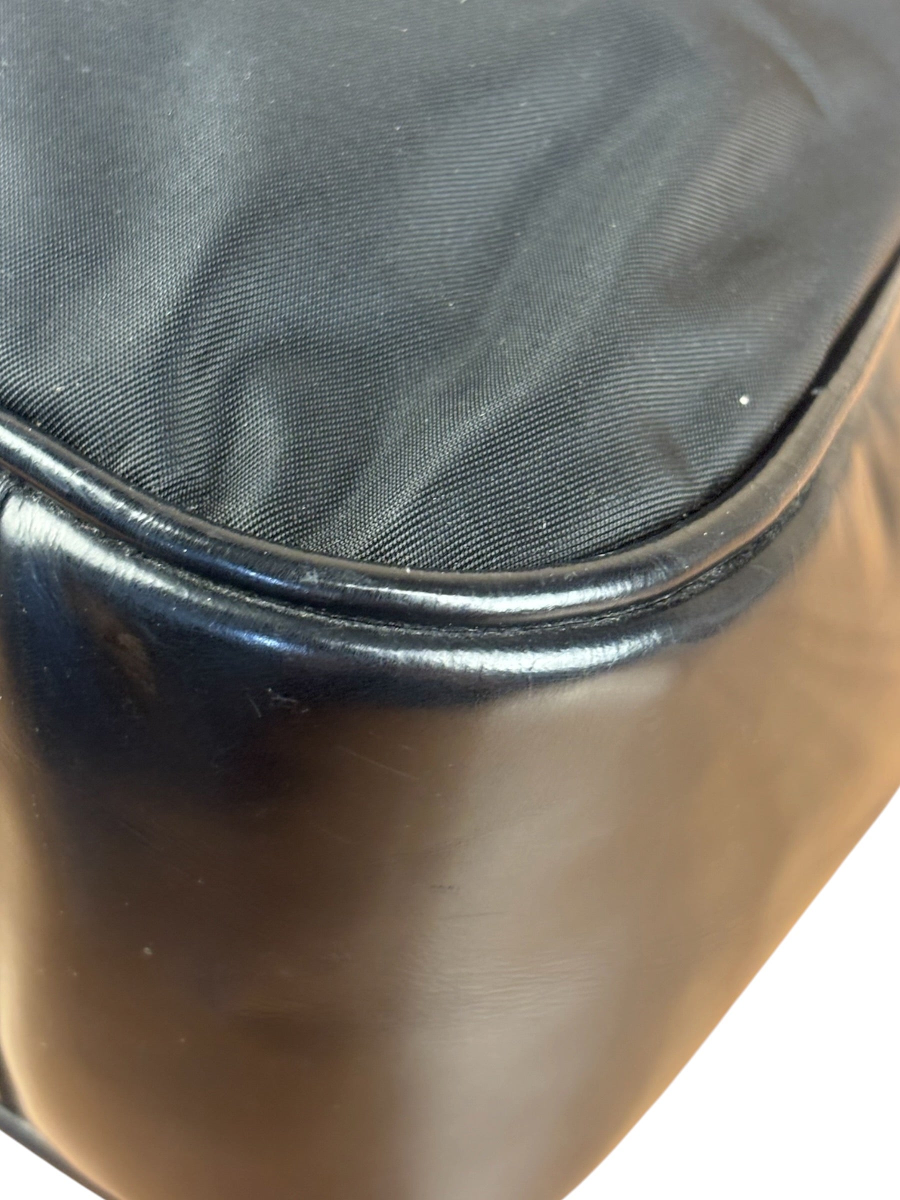 Prada Black Tessuto Nylon Leather Trim Hobo Bag