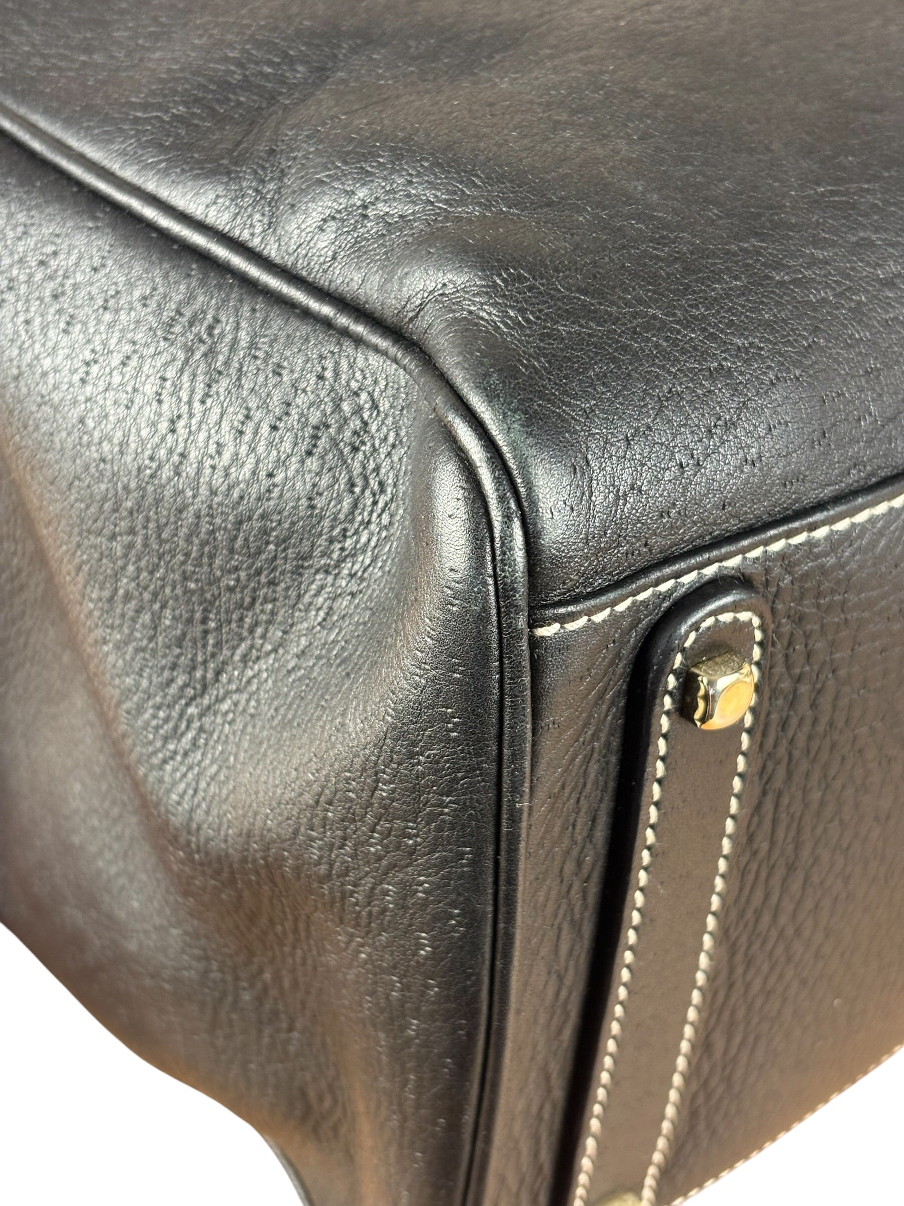 Salvatore Ferragamo Vintage Black Pebbled Leather Tote Bag