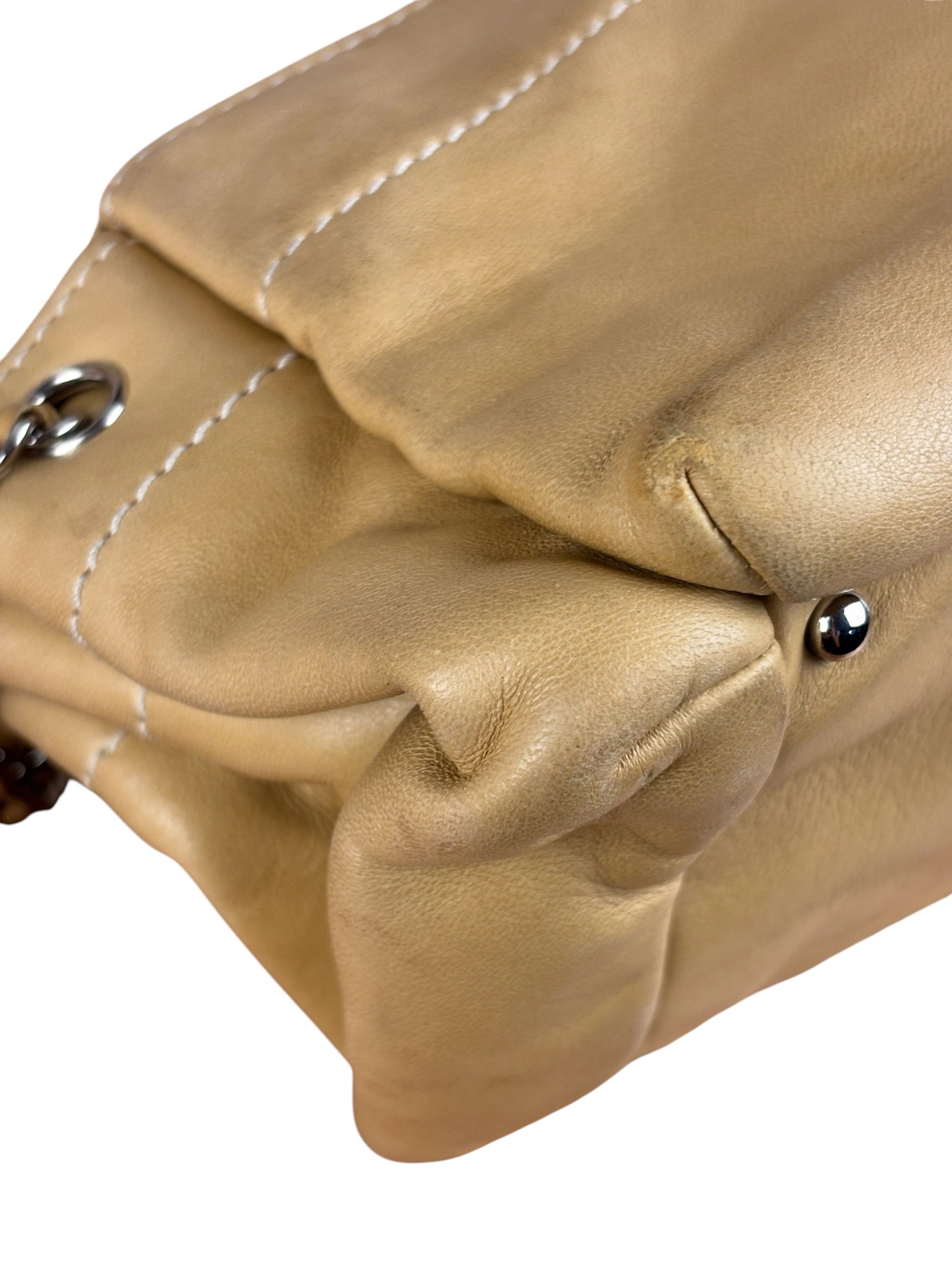 Chanel Warm Beige Leather LAX Accordion Shoulder Bag 2003