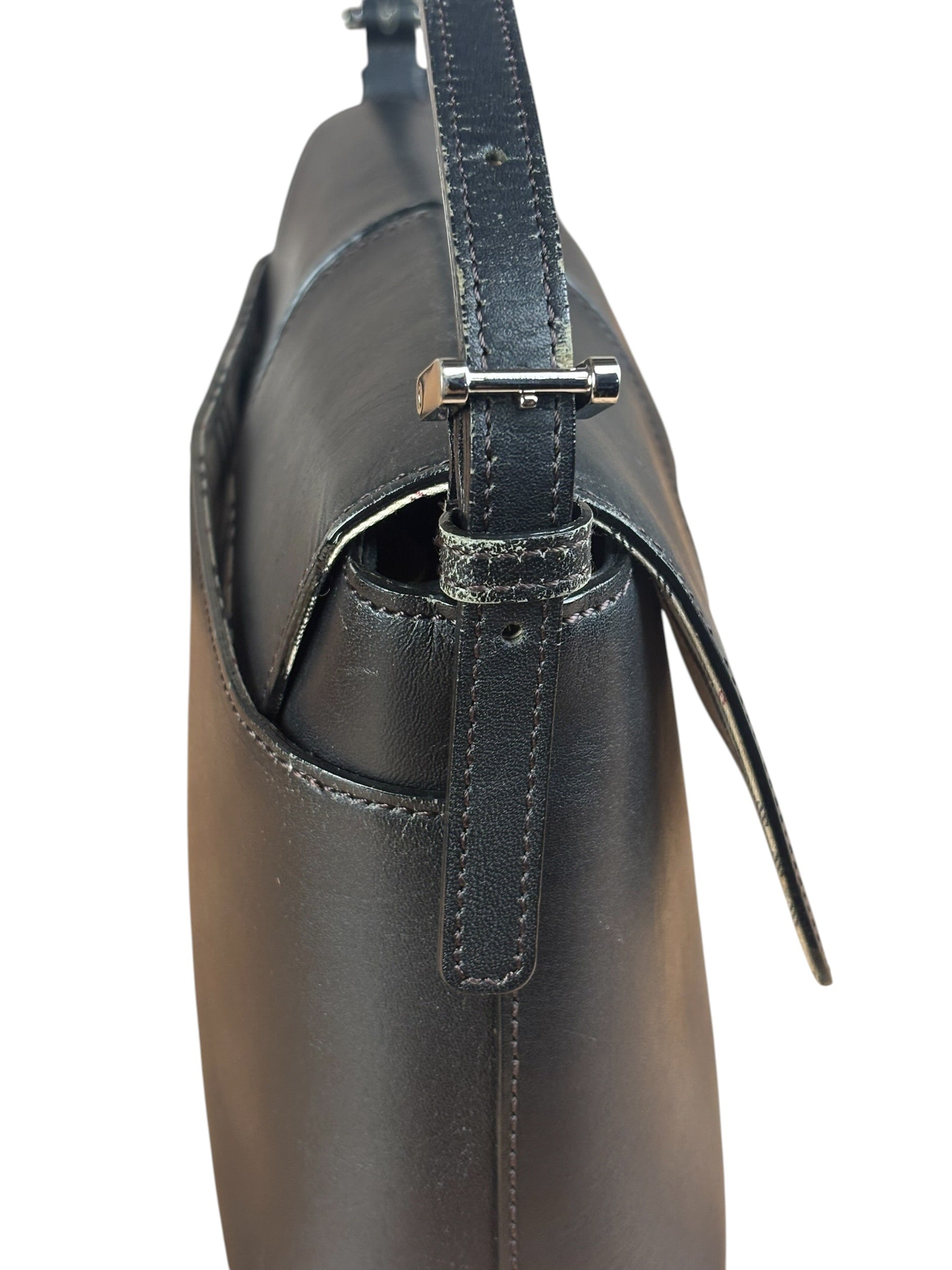Burberry Vintage Black Leather Flap Shoulder Bag