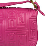 Fendi Pink Leather Logo Embossed Baguette
