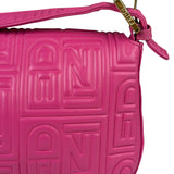 Fendi Pink Leather Logo Embossed Baguette