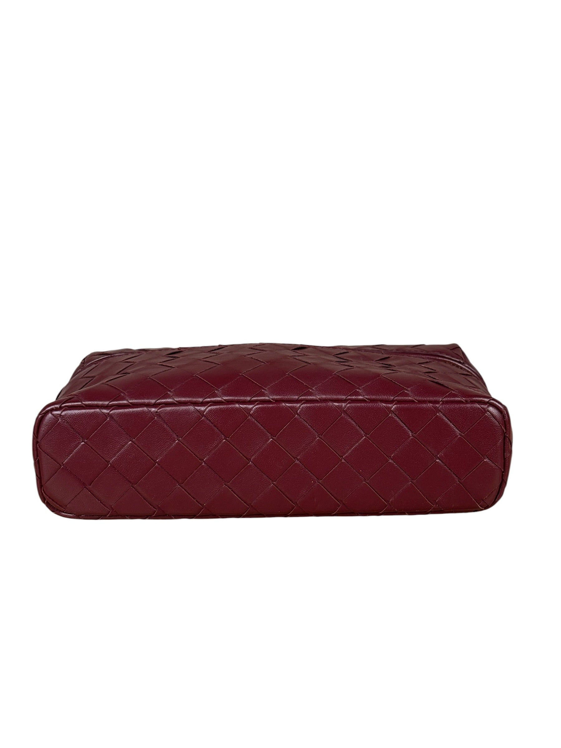 Bottega Veneta Burgundy Leather Intrecciato Bang Bang Vanity Two-Way Bag