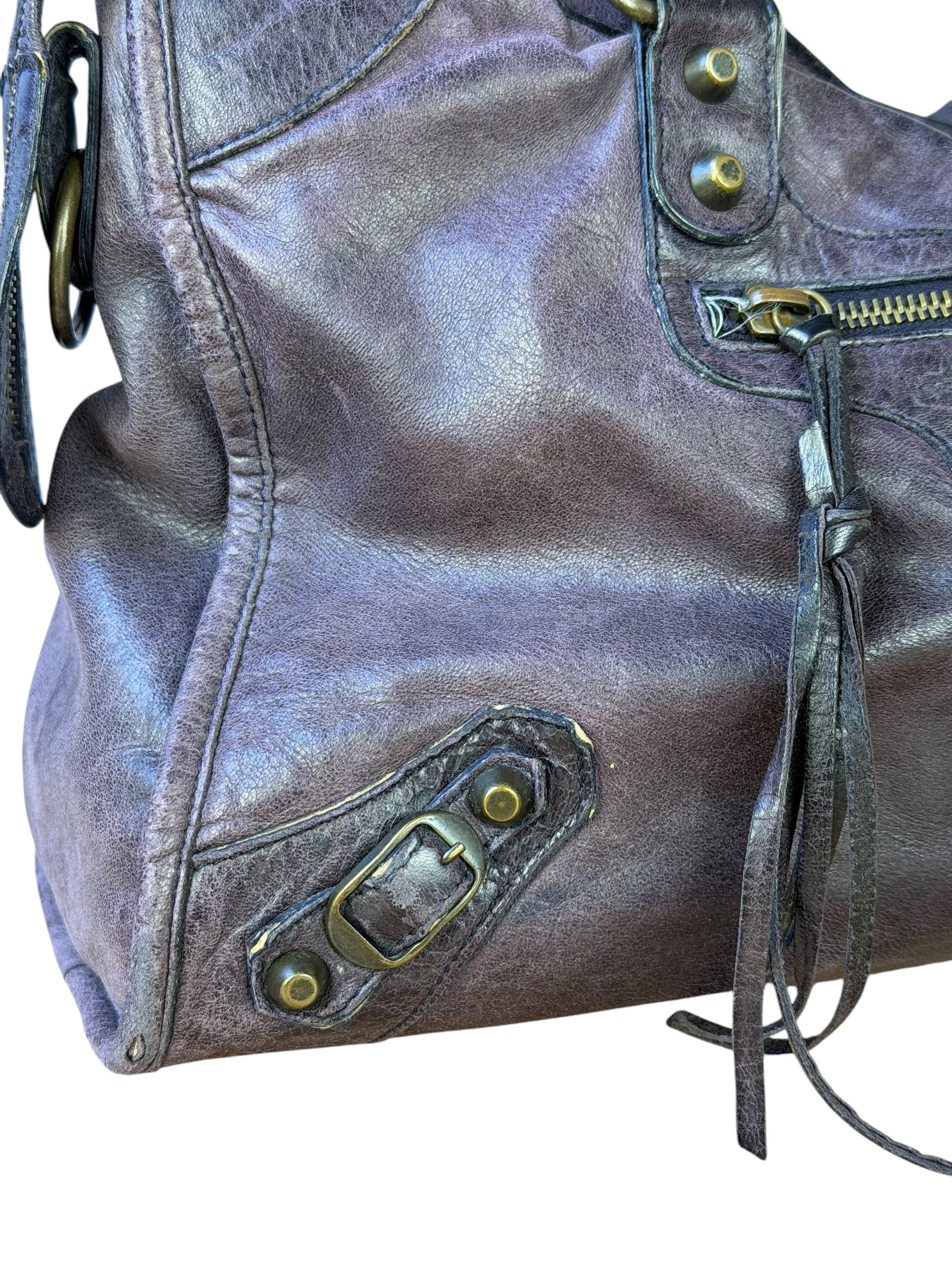Balenciaga Vintage Purple Classic Motorcycle City Bag