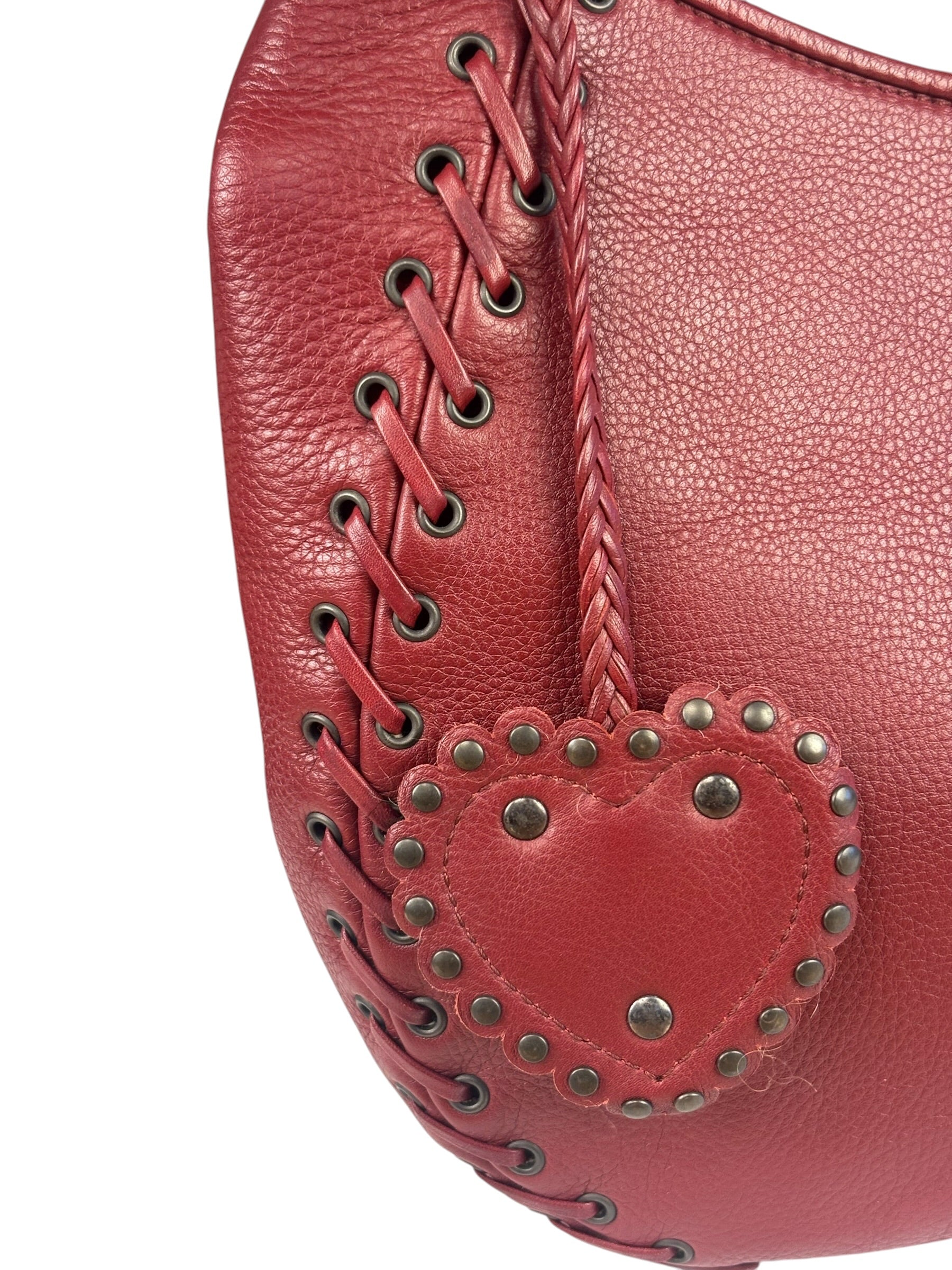Christian Dior Red Leather Ethnic Hobo Bag