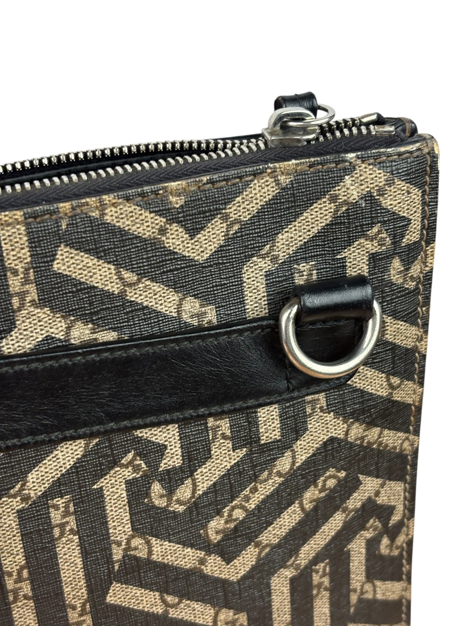 Gucci Beige/Black GG Caleido Web Zip Crossbody Bag