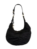 Fendi Black Leather Trim Zebra Print Oyster Hobo Bag
