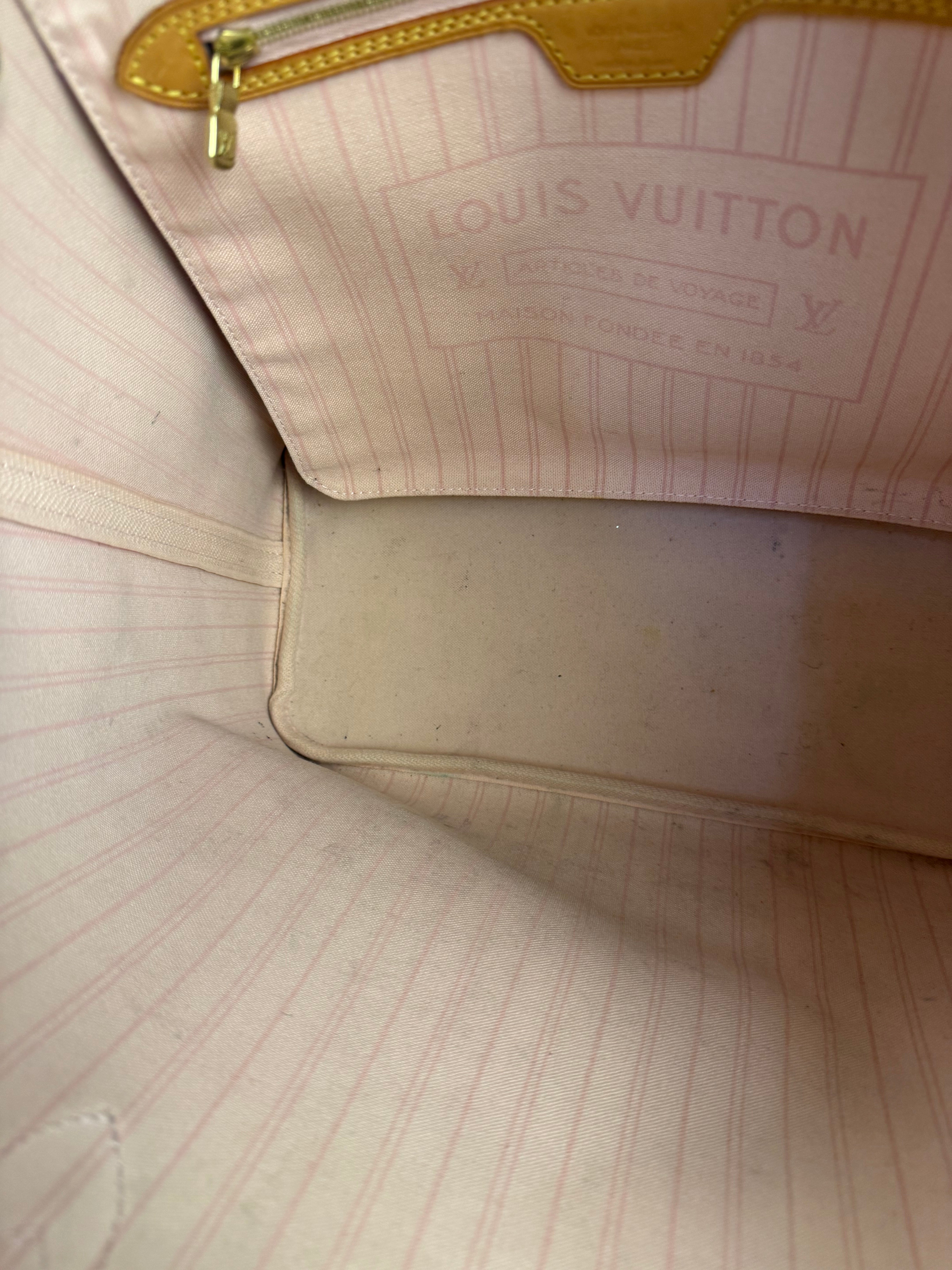 Louis Vuitton Neverfull MM Damier Azure Rose Interior w/ Pouch