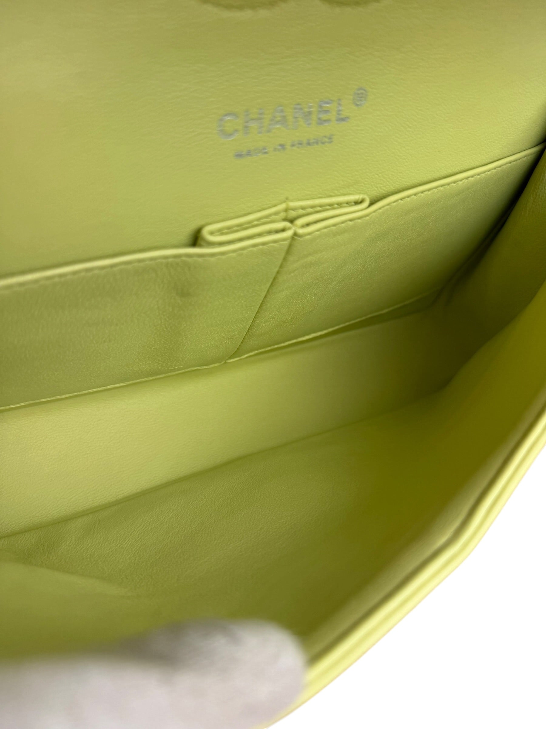 Chanel Yellow Neon Quilted Leather Classic Double Flap Bag 2010