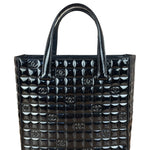 Chanel Vintage Black Patent Leather Chocolate Bar Pyramidal Tote Bag 2002