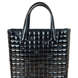 Chanel Vintage Black Patent Leather Chocolate Bar Pyramidal Tote Bag 2002