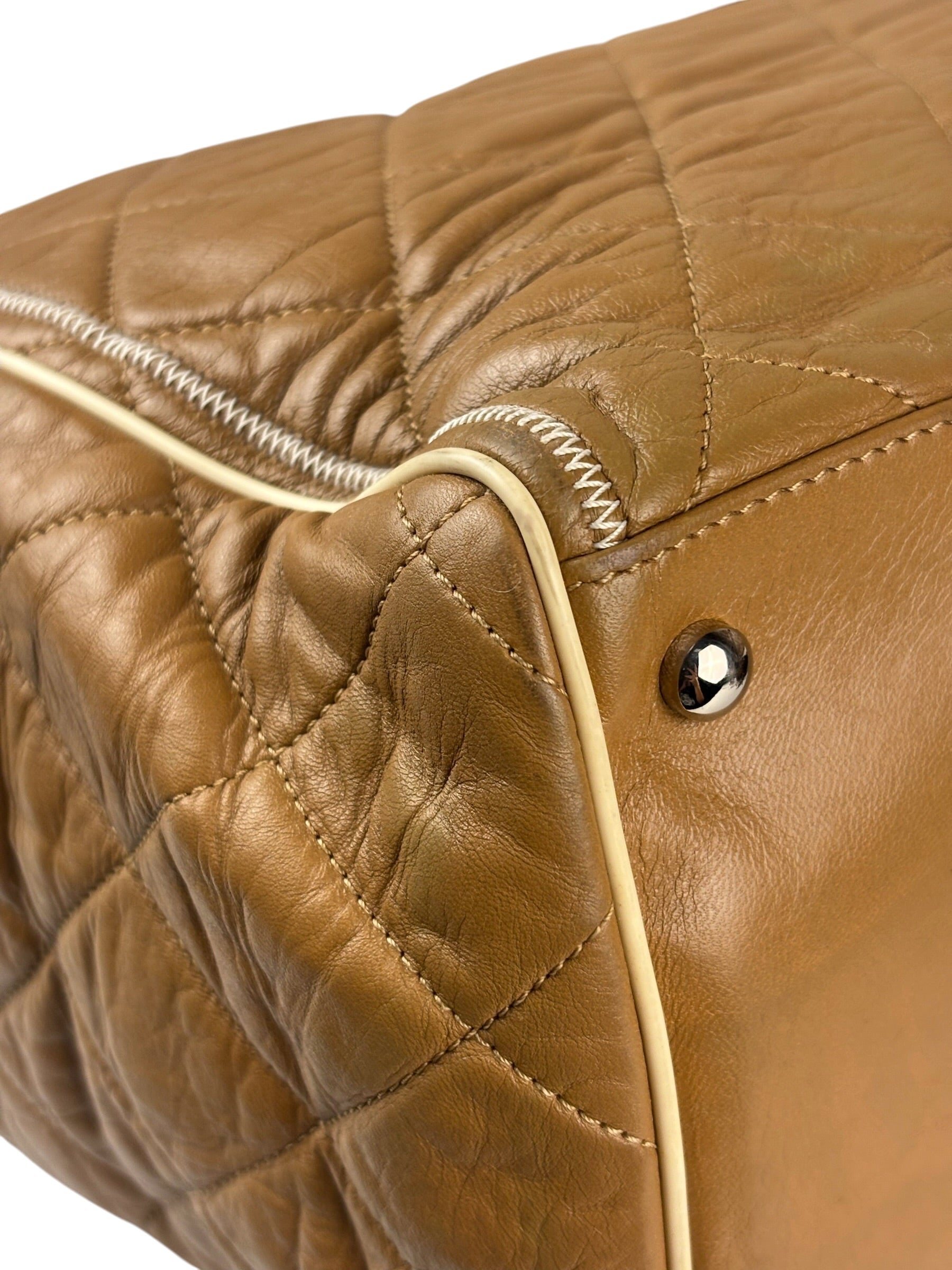 Chanel Camel Quilted Lambskin East-West Large Chain Tote 2008