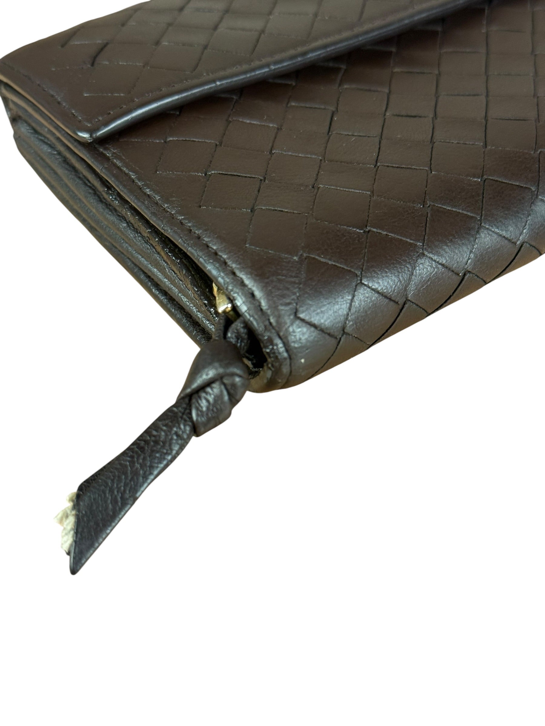 Bottega Veneta Vintage Brown Intrecciato Long Wallet
