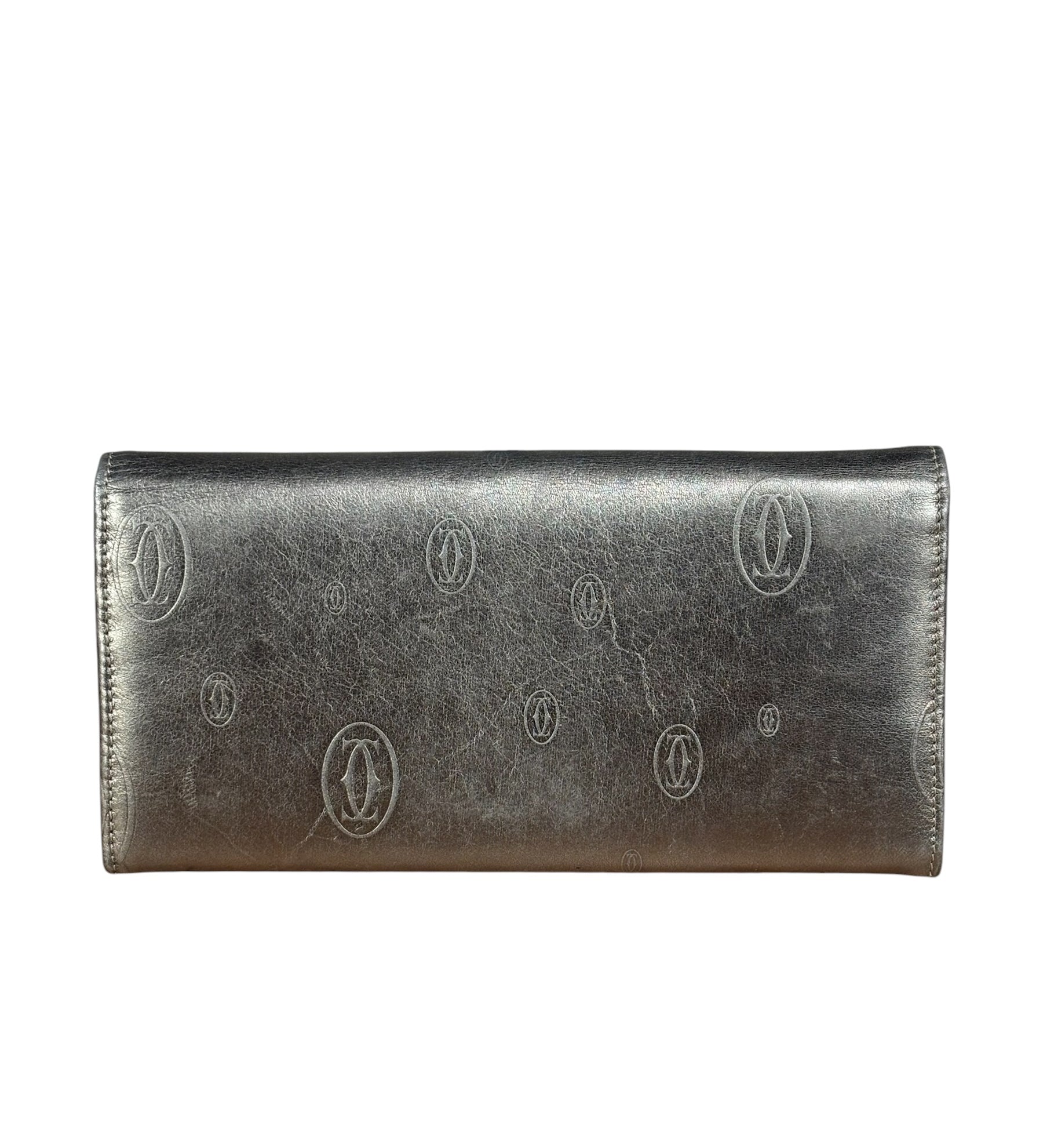 Cartier Vintage Metallic Gold Happy Birthday Continental Wallet