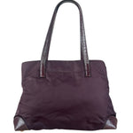 Prada Vintage Plum Nylon Leather Embossed Handbag