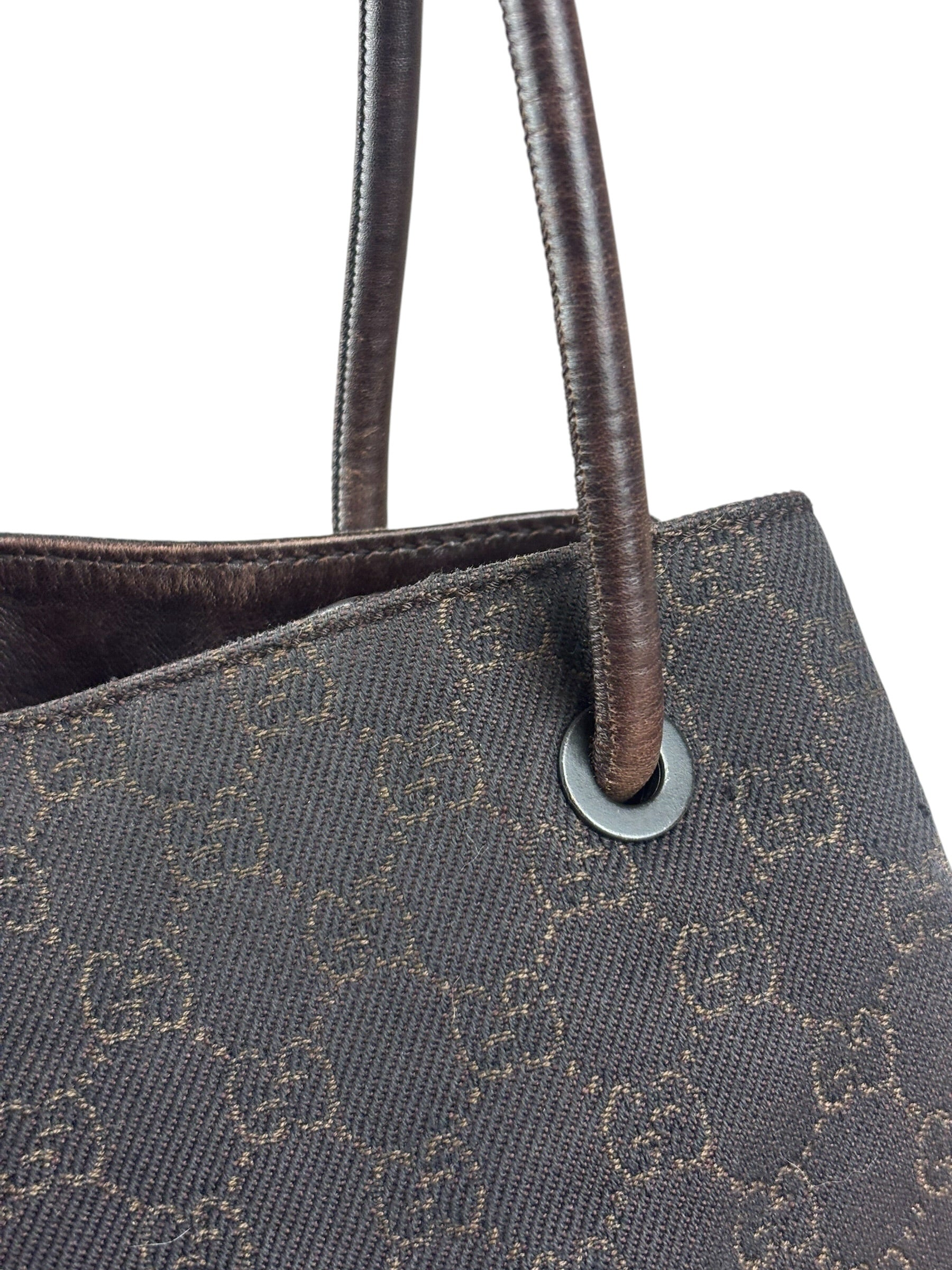 Gucci GG Denim leather Trim Gifford Tote Bag