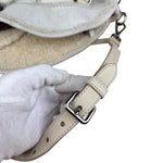 Prada Vintage White Studded Leather Shearling Bowler 2Way Bag