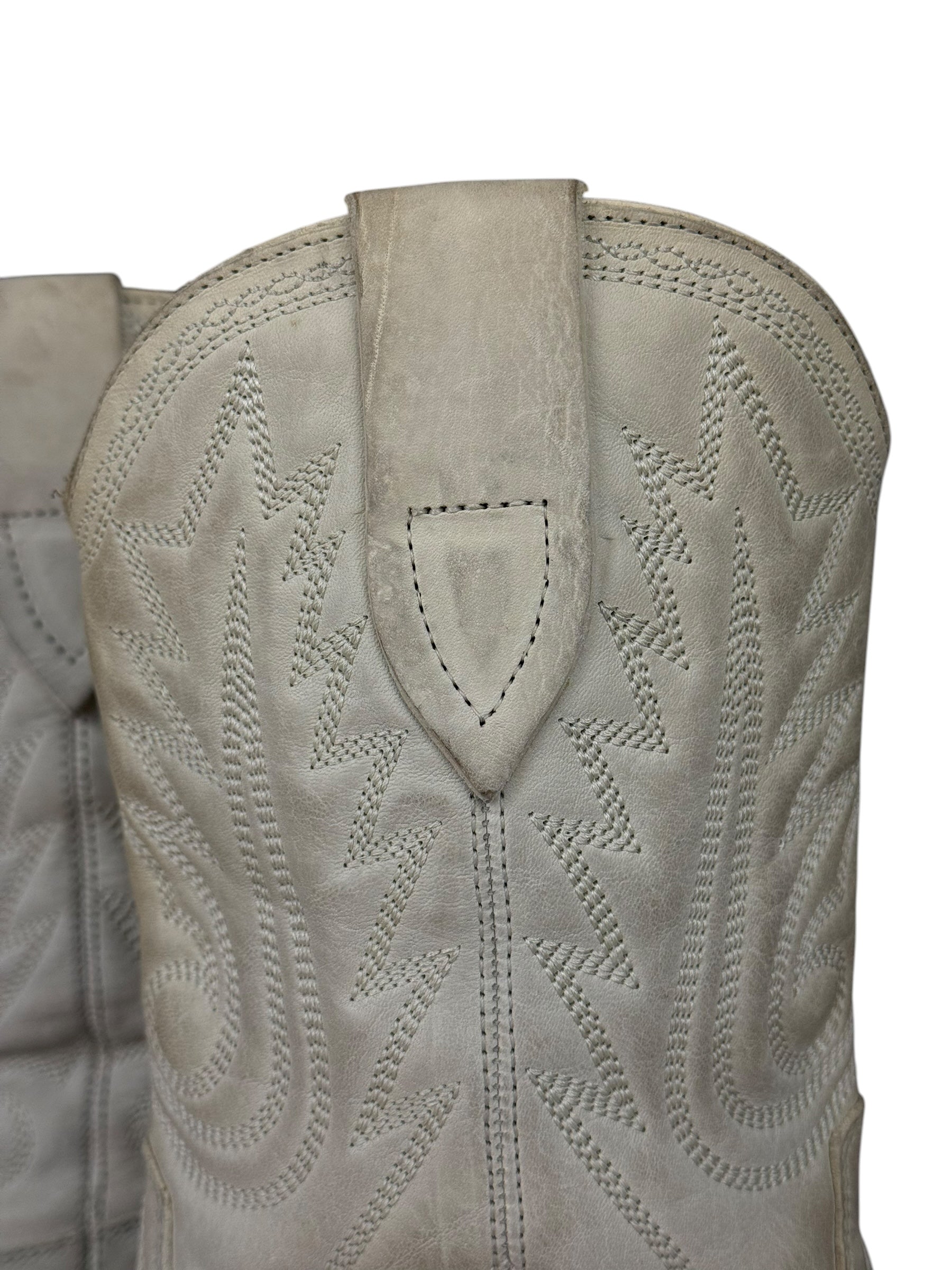 Isabel Marant White Distress Leather Western Boots