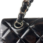Chanel Black Patent Leather Quilted Leather Double Flap Jumbo Bag 2012
