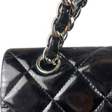 Chanel Black Patent Leather Quilted Leather Double Flap Jumbo Bag 2012