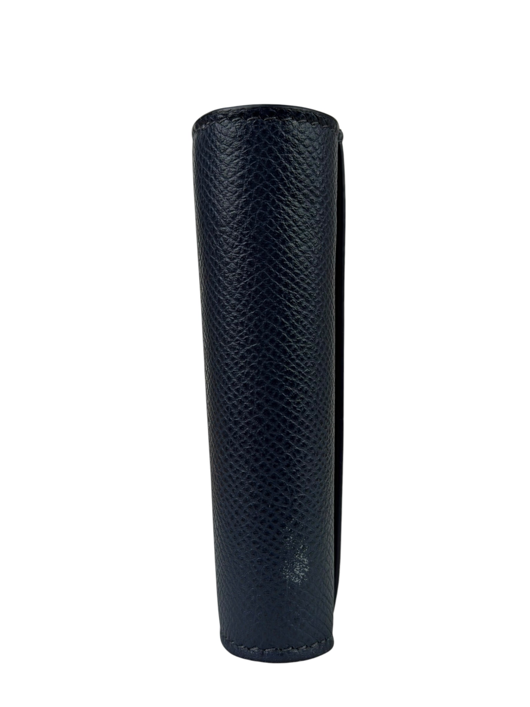Christian Dior Navy Leather Tri-Fold Compact Wallet