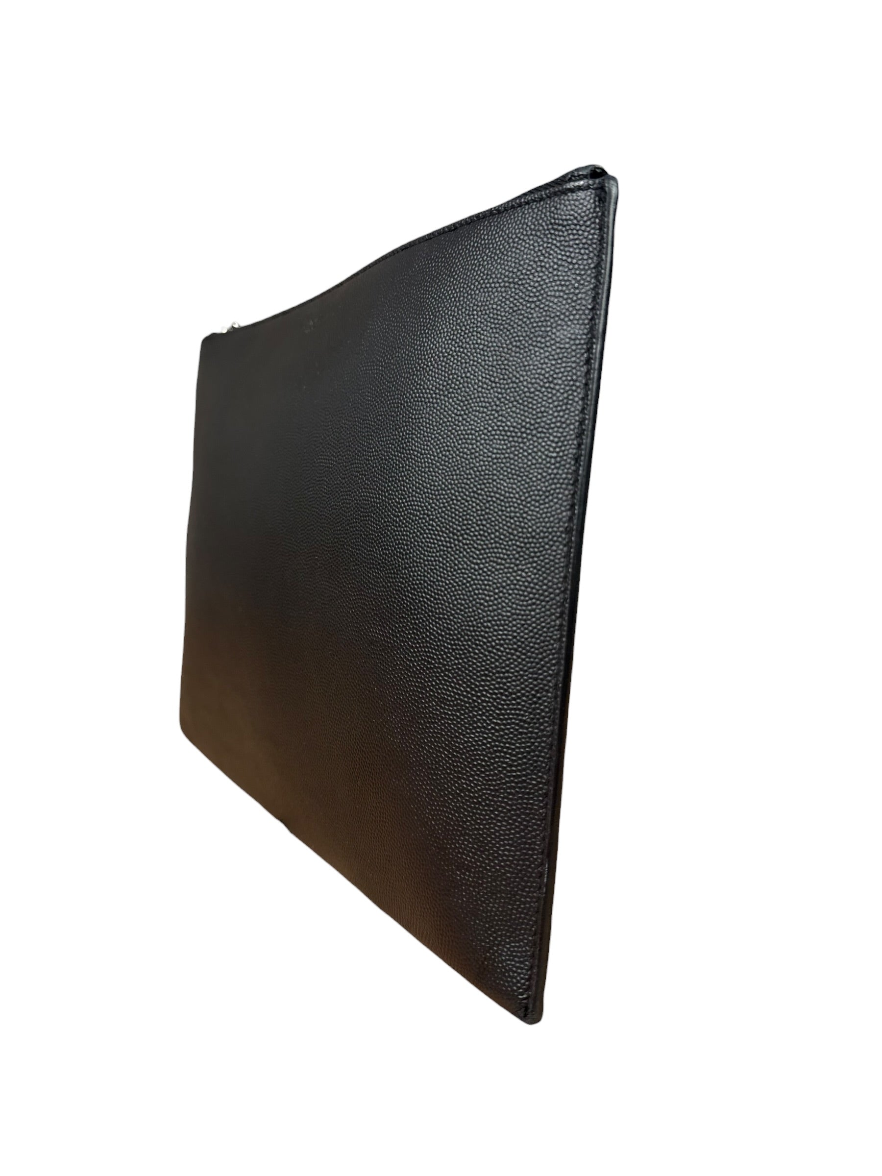 Yves Saint Laurent Black Grain De Poudre Zipped Tablet Holder
