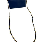 Prada Blue Saffiano Leather Fire Flap Wallet On Chain