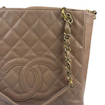 Chanel Beige Quilted Caviar Petite Shopping Tote 2004