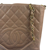Chanel Beige Quilted Caviar Petite Shopping Tote 2004