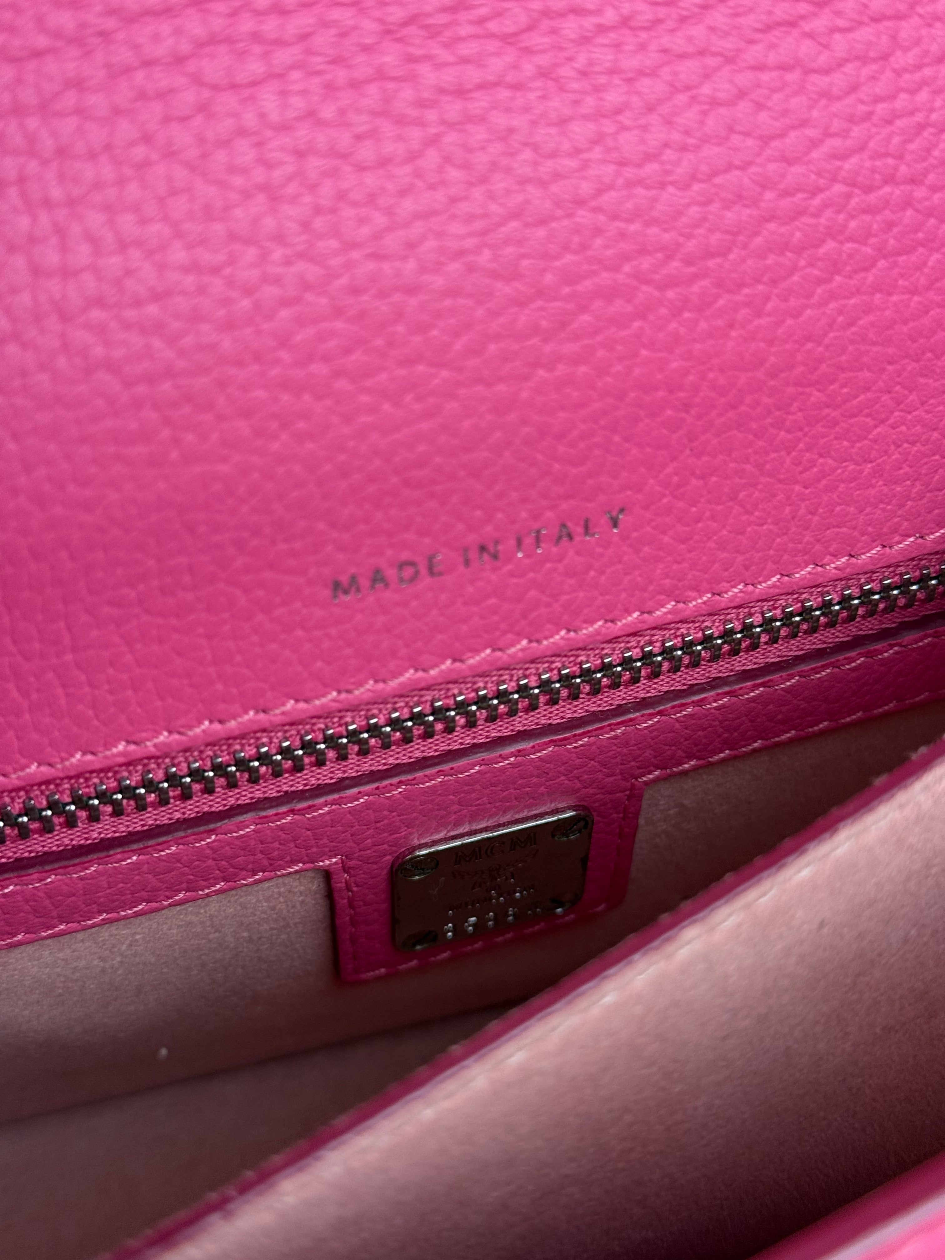 MCM Pink Leather Millie S Crossbody Bag