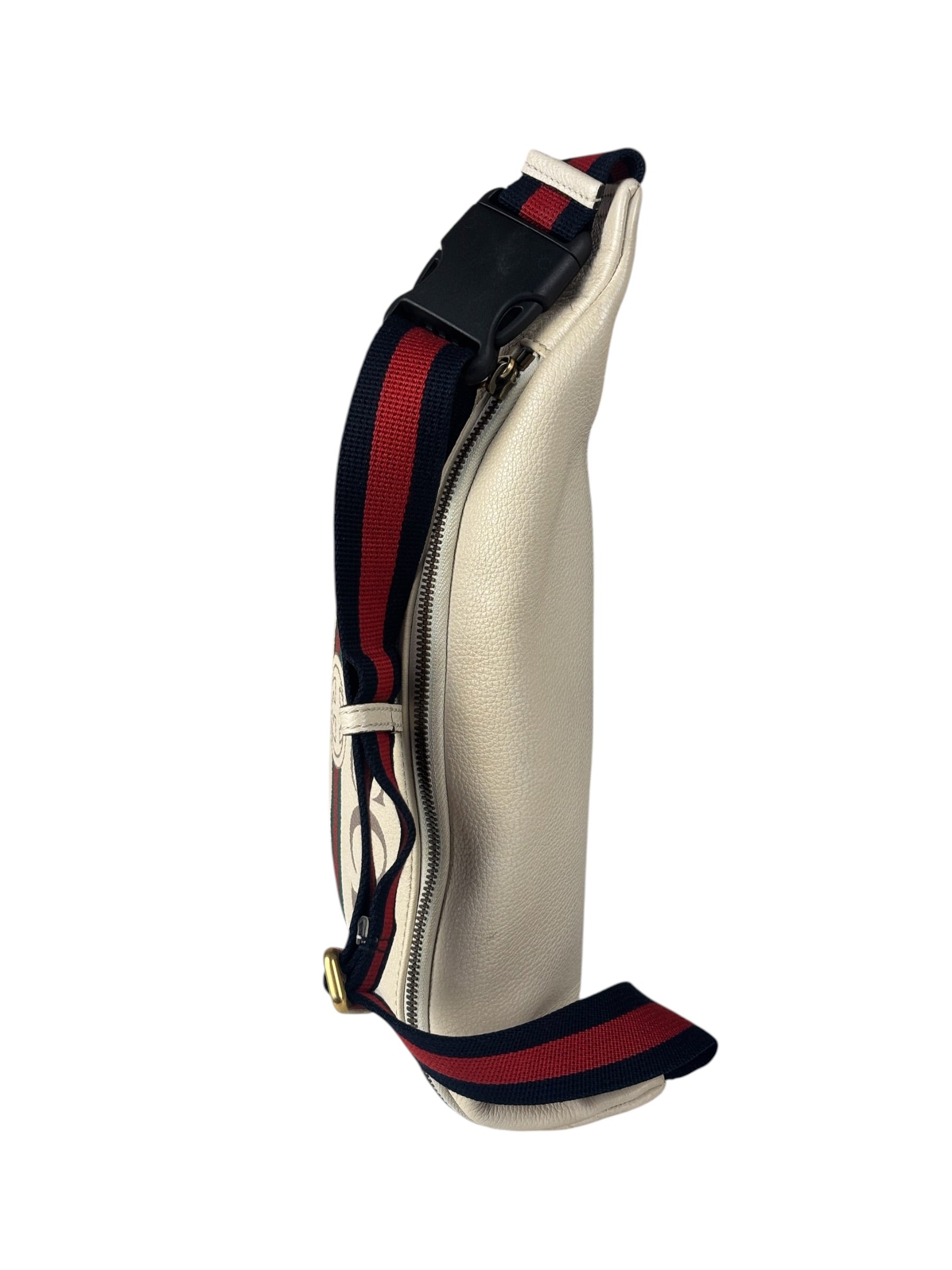 Gucci Ivory Leather Logo Print Belt Bumbag