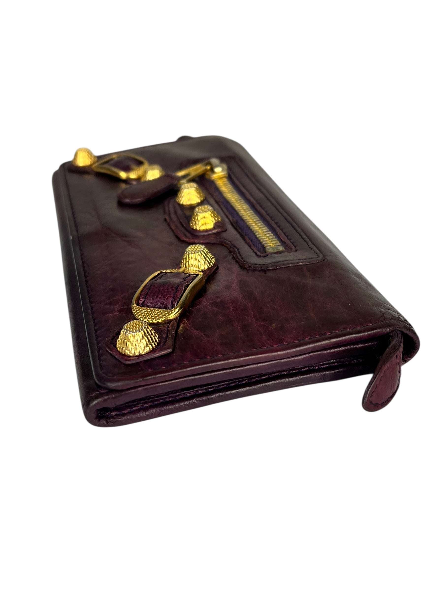 Balenciaga Purple Moto Flap Wallet