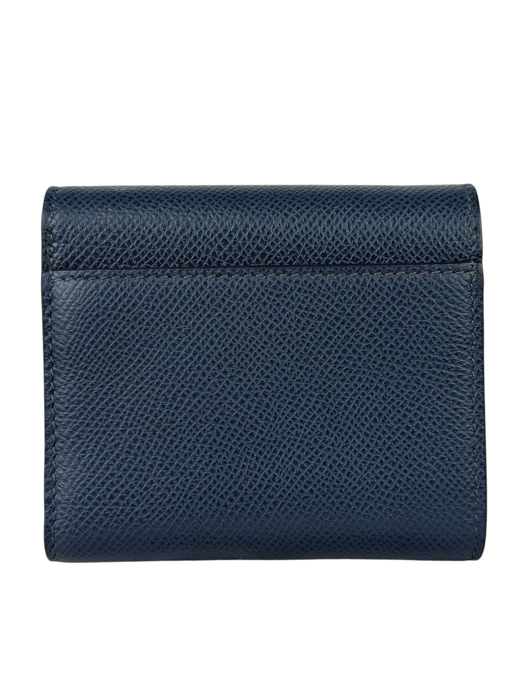 Christian Dior Navy Leather Tri-Fold Compact Wallet