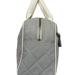 Chanel Grey Quilted Leather Trim Bowling Bag 2000