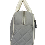 Chanel Grey Quilted Leather Trim Bowling Bag 2000