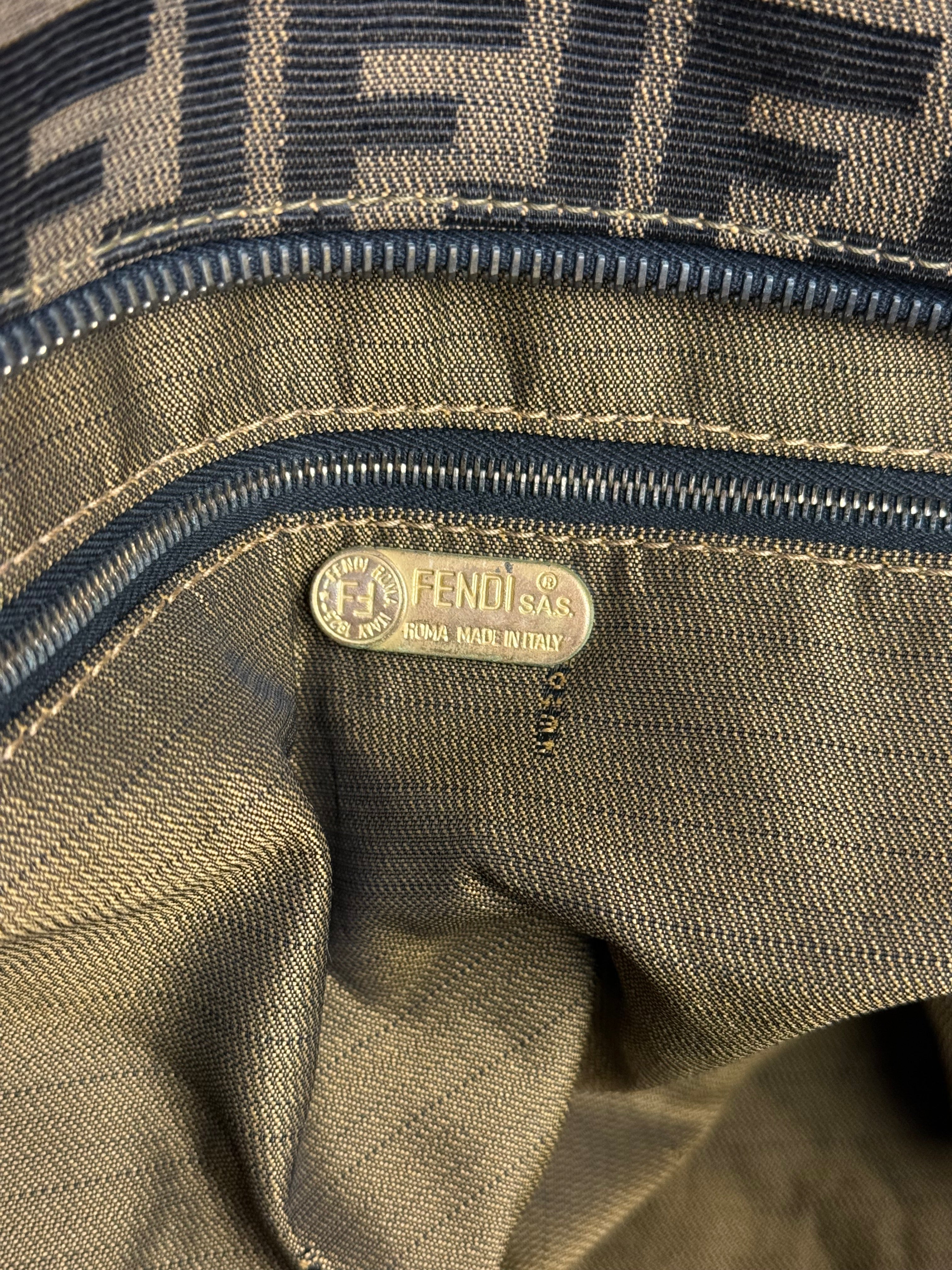 Fendi Vintage Zucca Canvas Collapsible Shoulder Bag