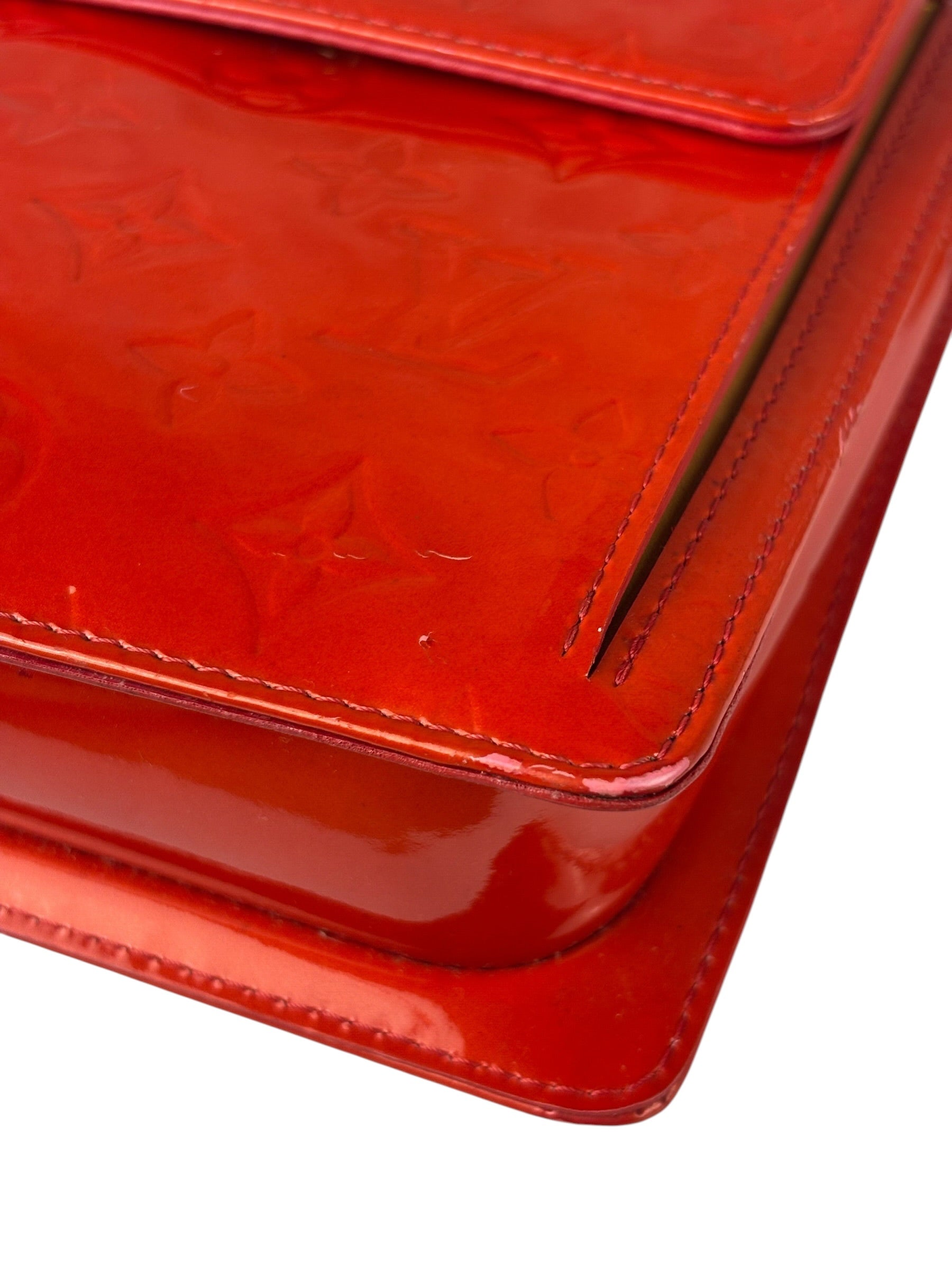 Louis Vuitton Red Vernis Mott Shoulder Bag