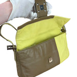 Fendi Yellow Wave Buckle Leather Baguette
