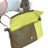 Fendi Yellow Wave Buckle Leather Baguette