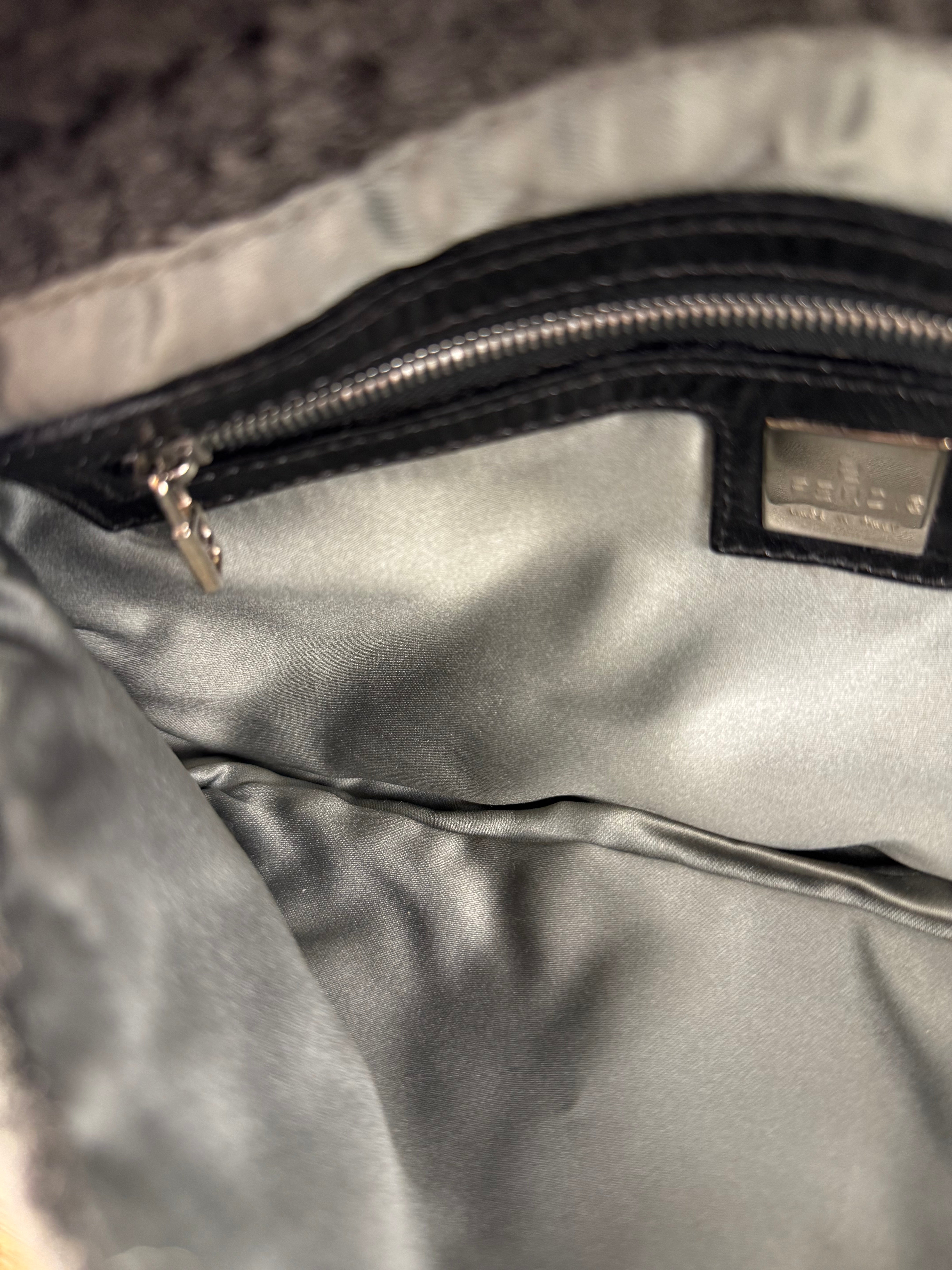 Fendi Grey Wool Crochet FF Baguette Shoulder Bag