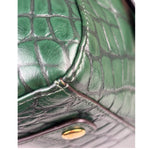 Coach Green Croc-Embossed Ashley Satchel Shoulder Bag