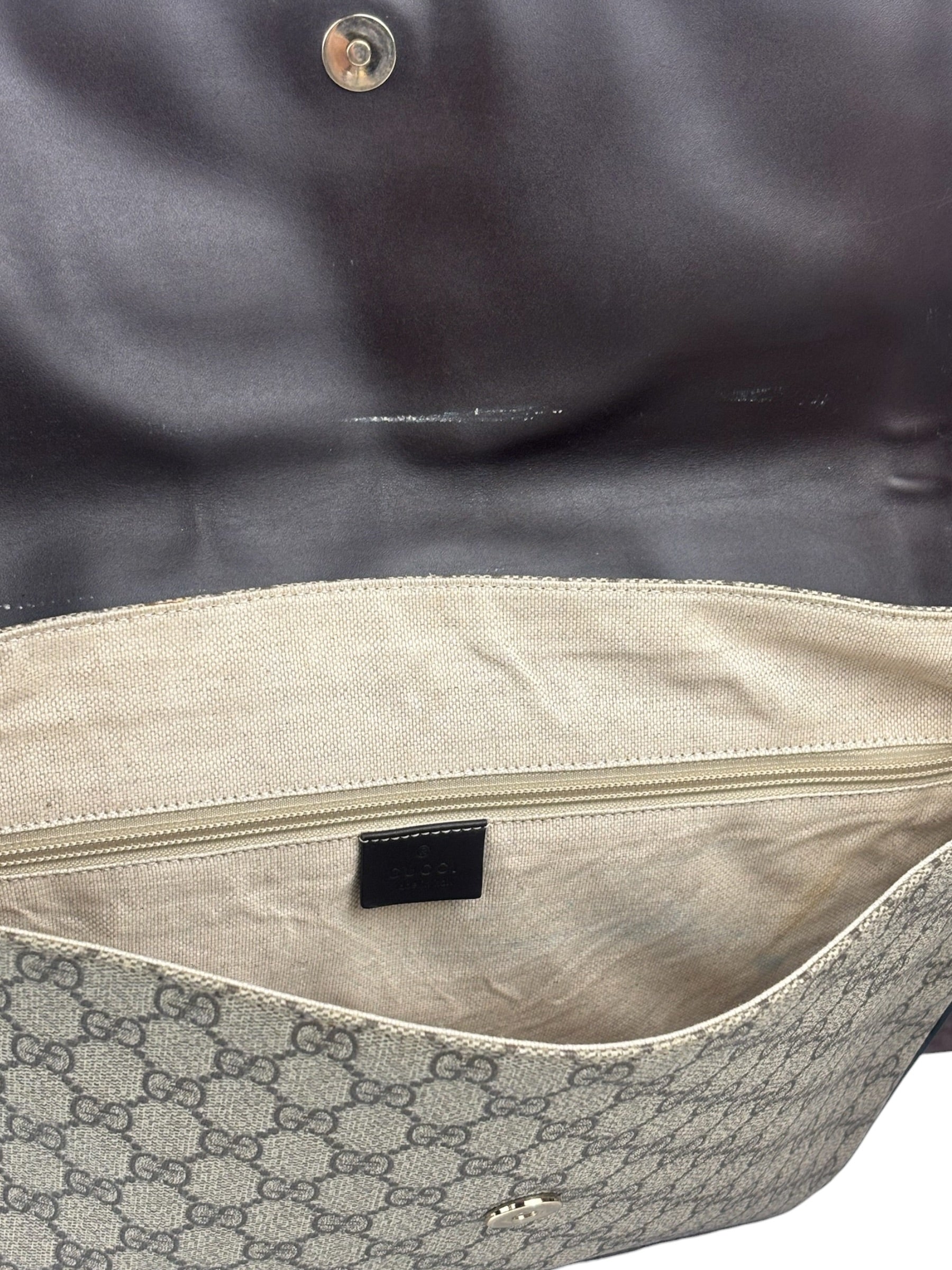 Gucci Brown Leather Trim GG Supreme Messenger Bag