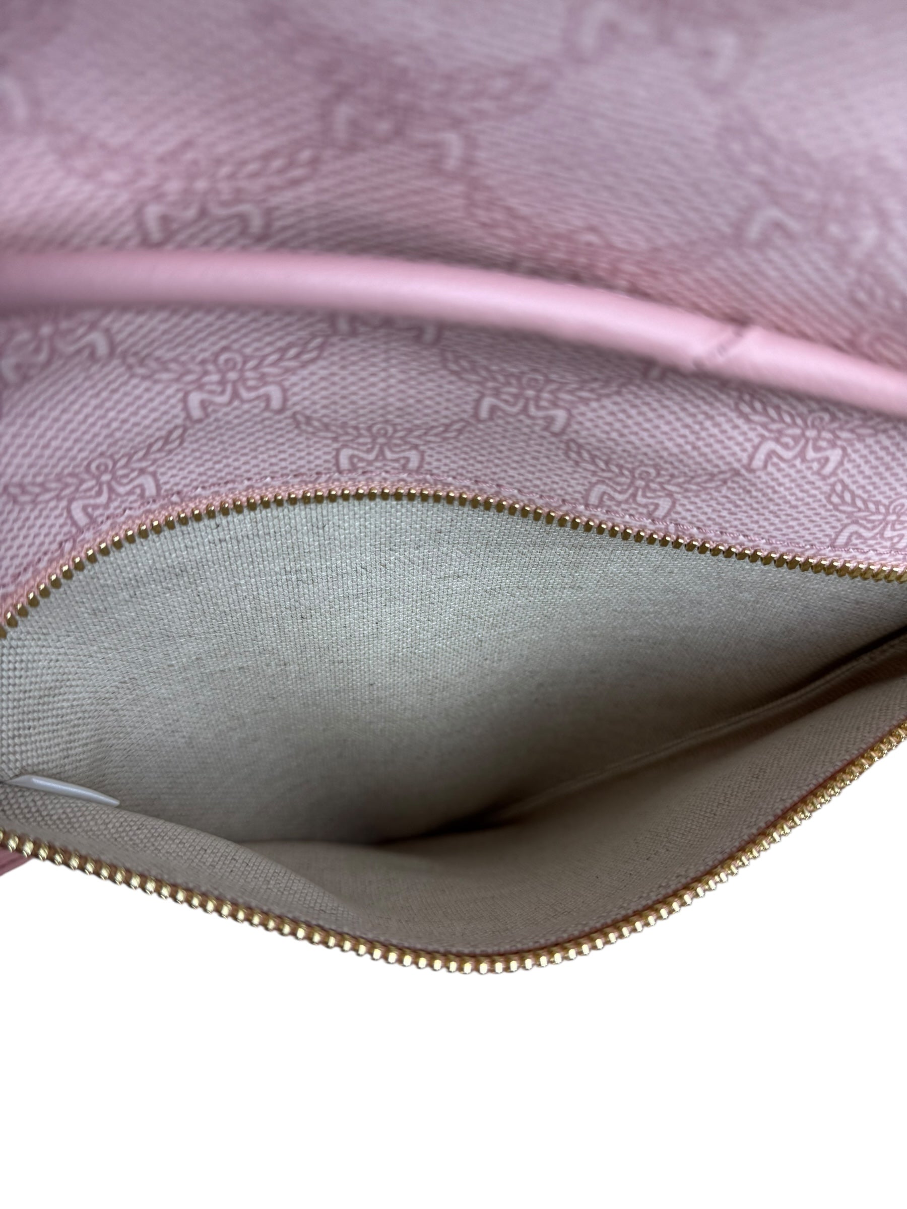 MCM Pink Triangle Logo Fold-Over Shoulder Bag